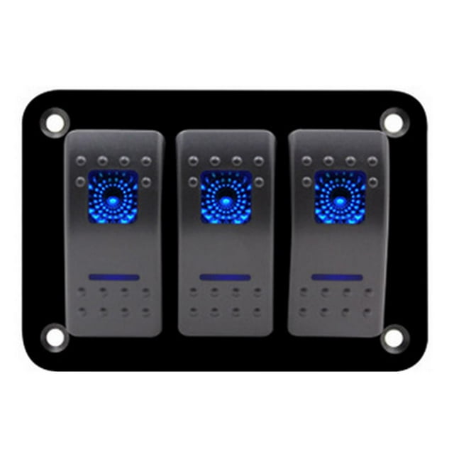 3 Gang Rocker Switch Aluminum Panel, Waterproof Toggle Switches for Marine Boat