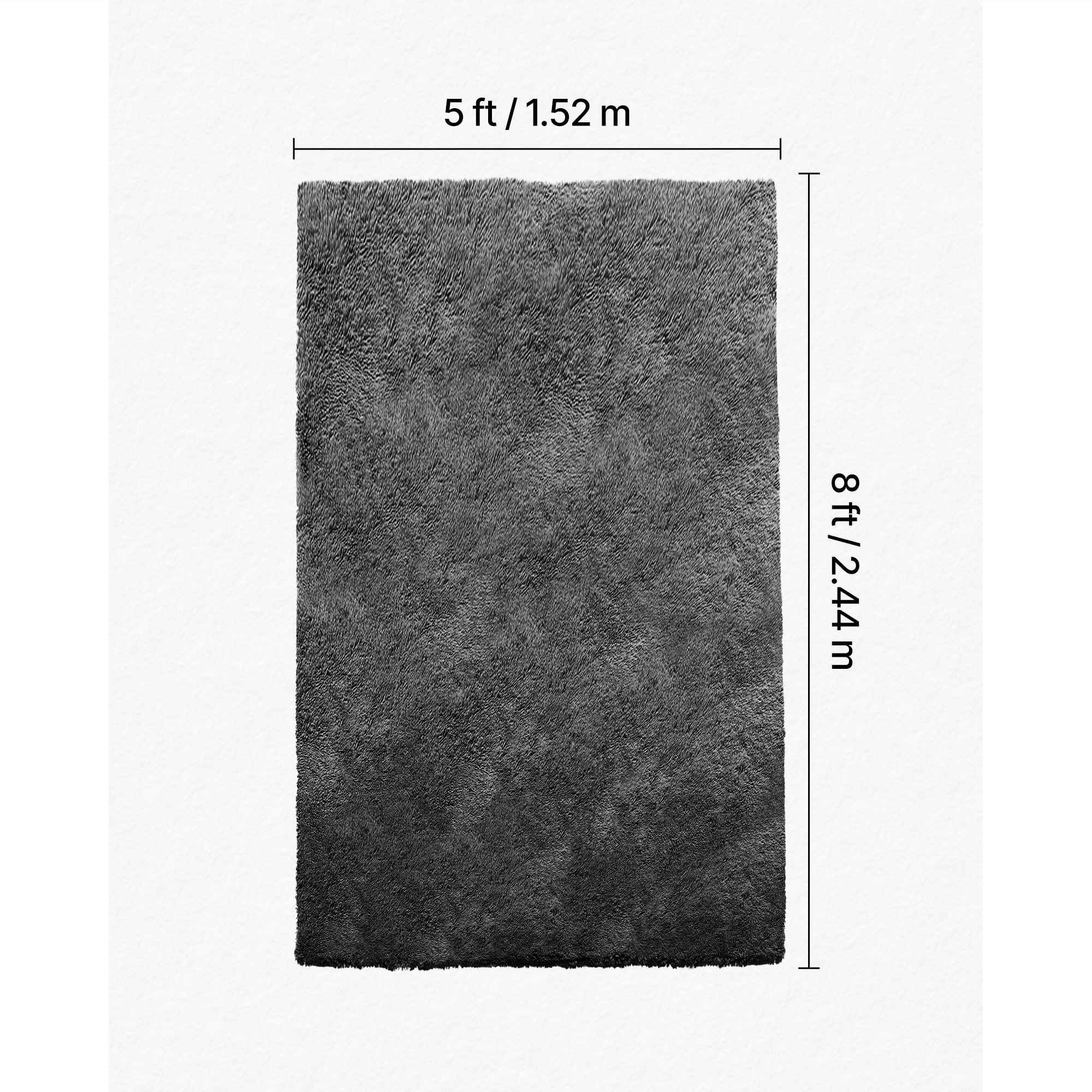 KFFKFF Indoor Plush Area Rugs, 5 x 8 ft Soft Shag Carpet, Furry Area Rugs for Living Room, Bedroom, Sunroom, Modern Home Decoration, Non-Shedding, Non-Woven, Anti-Slip, Dark Gray