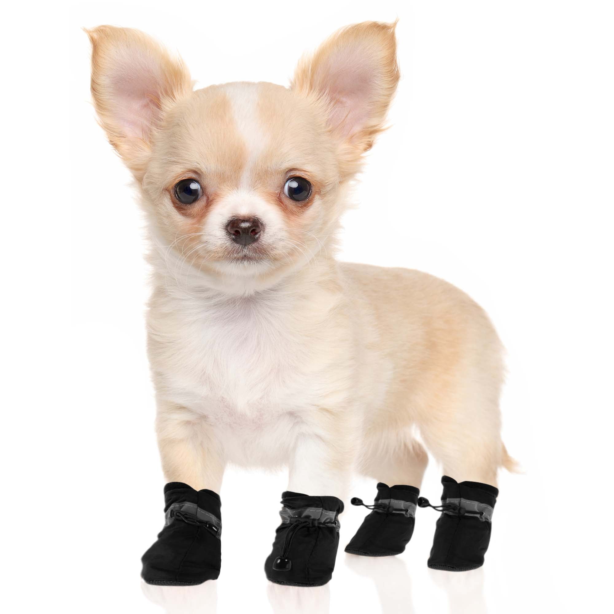 Unique Bargains Pack of 4 Waterproof Dog Shoes with Adjustable Straps Black L