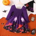 thumbnail image 2 of CONFREE Halloween Clothes Set for Toddler Girl Long Sleeve Cute Ghost Print Dress With Hat 2Pcs Hallowmas Outfit Set Fall Clothing Set, 2 of 7