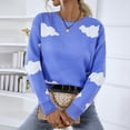 thumbnail image 4 of REDHOTYPE Femmes Col Rond Tricoté Pull à Manches Longues Décontracté Nuage Tops, 4 of 6