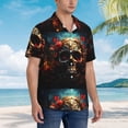 thumbnail image 3 of Pofeuu Artistic Flower Butterfly Skull Print Hawaiian Shirt for Men Sleeves Casual Button Down Summer Beach Dress Shirts T-Shirts,Medium, 3 of 7