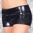 thumbnail image 2 of Glisme Leather Shorts For Women Metallic Rave Booty Dance Shorts Light Women Short Underwear Mini Shorts Party Clubwear Black, 2 of 4