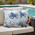 thumbnail image 5 of Outdoor Pillow Covers Blue Ocean Octopus Starfish Waterproof Pillow Cases 20x20 Set of 2, Summer Nautical Conch Throw Pillow Cover Pillowcase for Patio Balcony Couch Garden, 5 of 9