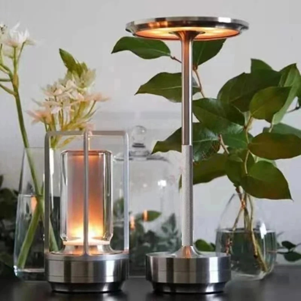 QUTETN New Aluminum Desk Lamp LED Rechargeable Table Lights Touch Switch Cordless Table Lamp for Bar Living Room Reading Book Dec Lamp