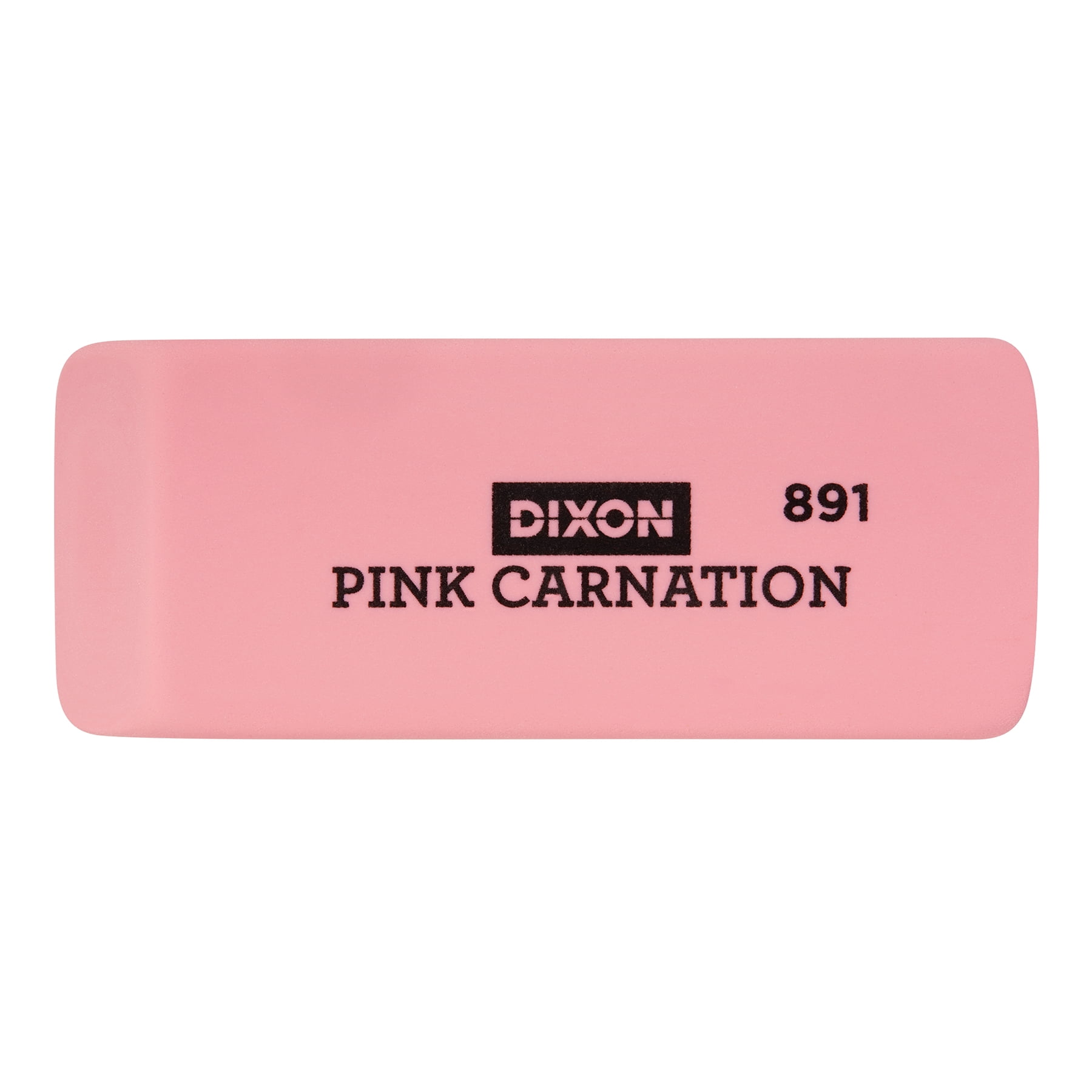 Dixon Pink Carnation Erasers, Large, 2-9/16 x 1 x 7/16, 12 Per Pack, 3 Packs