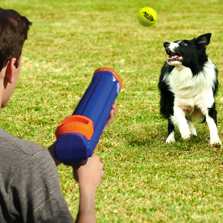 Nerf Dog 20-inch Tennis Ball Blaster Dog Toy with 4 Balls & Ball Clip 