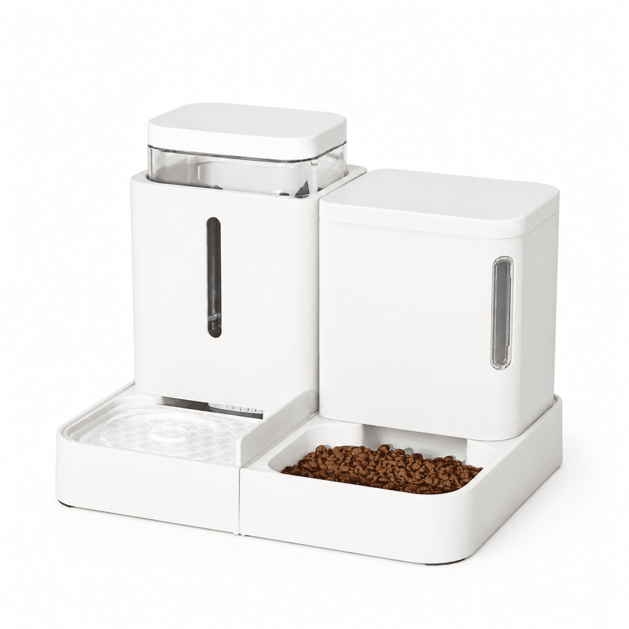 White 0.8 Gallon x 2 Automatic Gravity Pet Feeder and Water Dispenser Set for Small Medium Dogs Cats