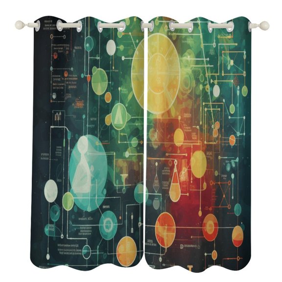 Blackout Curtains for Bedroom Math Formula Full Room Darkening Grommet Curtains for Living Room,Thermal Insulated Ombre Drapes