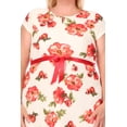 thumbnail image 5 of Women's Plus Size Floral Flared A Line Swing Dresses Short Sleeve with Belted, 5 of 5