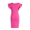 thumbnail image 5 of Women Sexy Peplum Bodycon Short Sleeve Bow Club Ruffle Pencil Party Dress, 5 of 7