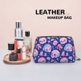 thumbnail image 4 of colorful Skull mushroom rainbow Makeup Bag, Large Capacity Travel Cosmetic Bag for Women Girls- Travel Toiletry Bag Leather Portable Waterproof Makeup Case Organizer with Handle, 4 of 4