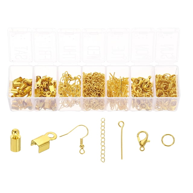 390Pack Jewelry Making Supplies, 7 Type Jewelry Findings Accessories, Gold