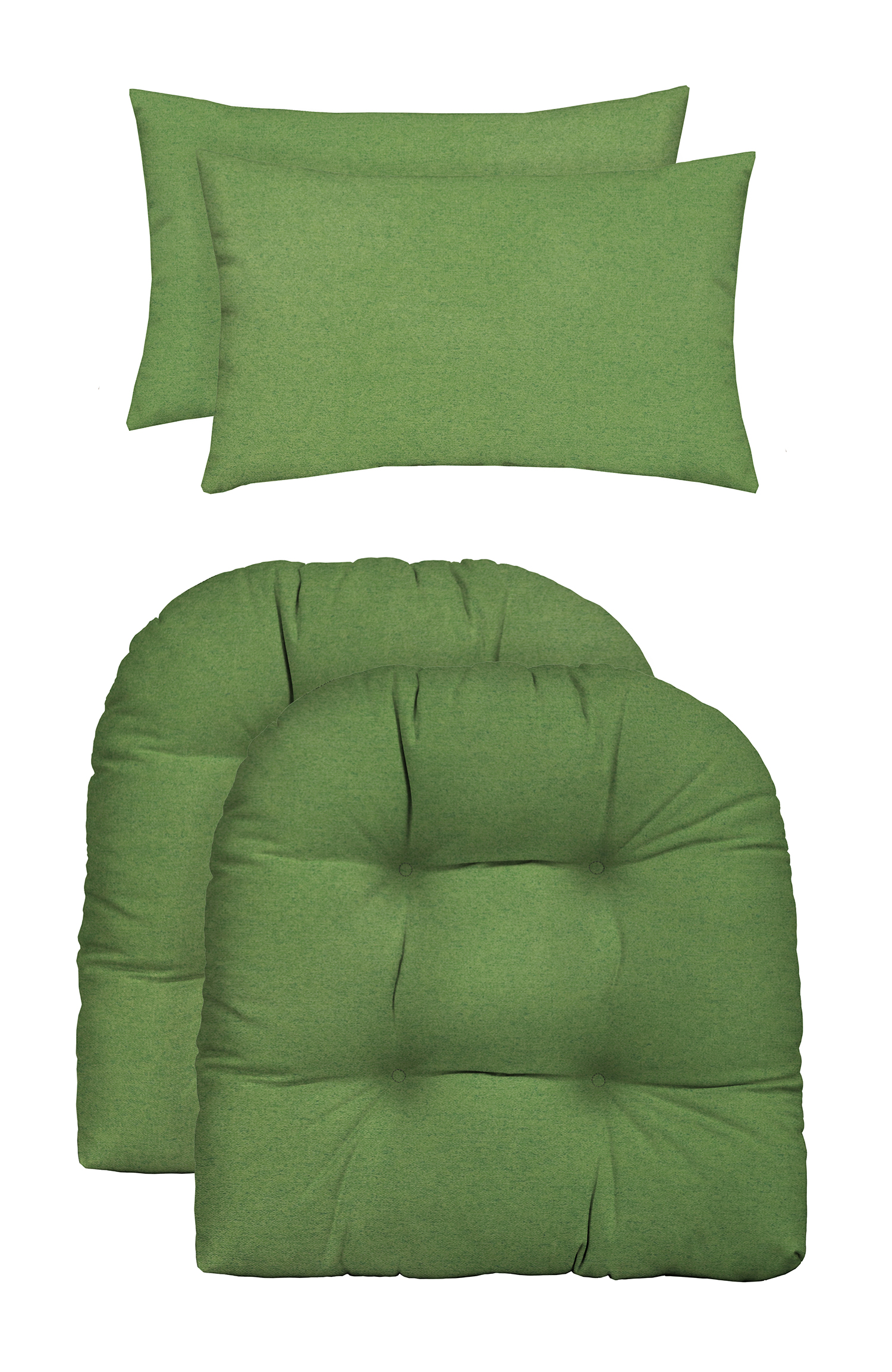 RSH Décor Indoor Outdoor Green Set of 2 UShape Cushions and 2 Lumbar