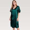 thumbnail image 5 of Women's Satin Midi Dress with V-Neckline and Flutter Sleeves for a Relaxed Elegant Fit - Large, Dark Olive, 5 of 7