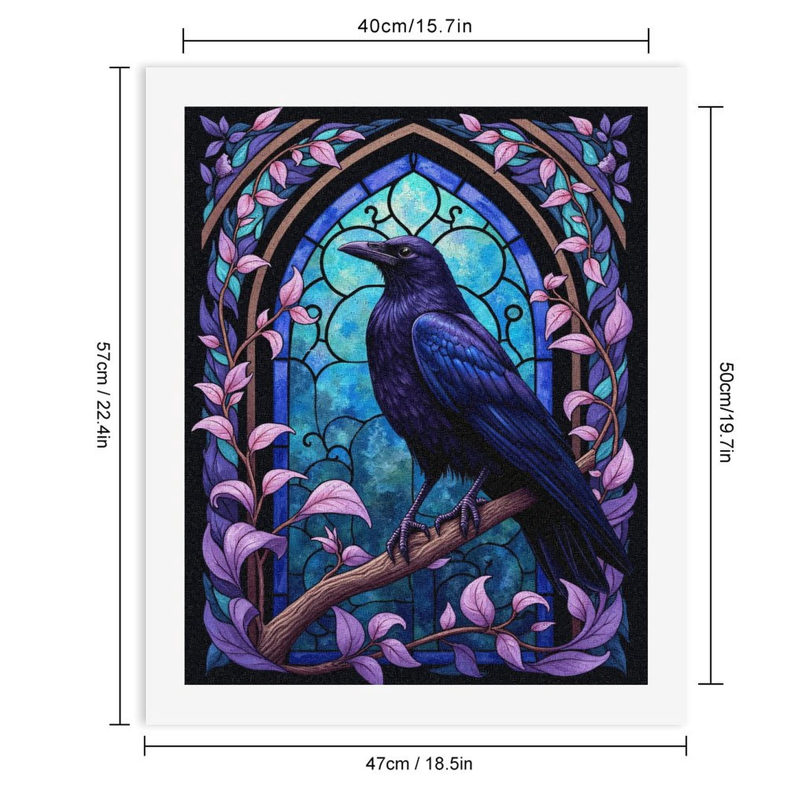 Paint By Numbers Kit for Adults Beginner - DIY Majestic Raven Stained Glass Art Canvas Painting Kits for Adults, Frameless Paint By Number for Adults for Home Wall Decor 16x20 Inch