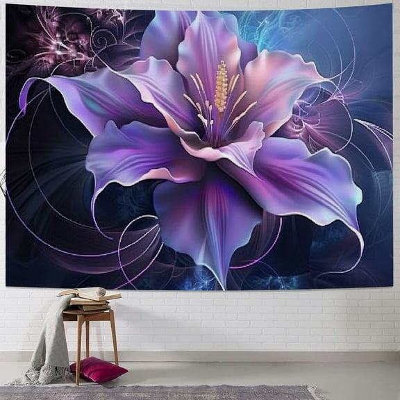 JRXY Purple Flower Print, Purple Flower Painting Tapestry Painting