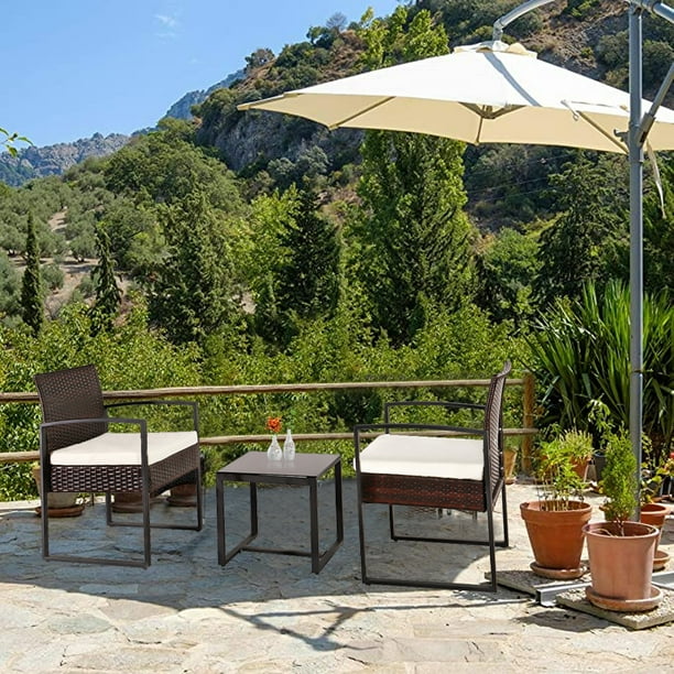 Outdoor Wicker Conversation Set 3 Piece Brown Garden Patio Furniture Sets With Cushions And Coffee Table Modern Bistro Rattan Chair For Backyard Porch Poolside Lawn R503 Com - Outdoor Garden Patio Sets Outdoor Wicker Conversation Set 3 Piece Brown Garden Patio Furniture Sets With Cushions And Coffee Table Modern Bistro Rattan Chair For Backyard Porch Poolside Lawn R503 Com - Outdoor Garden Patio Sets