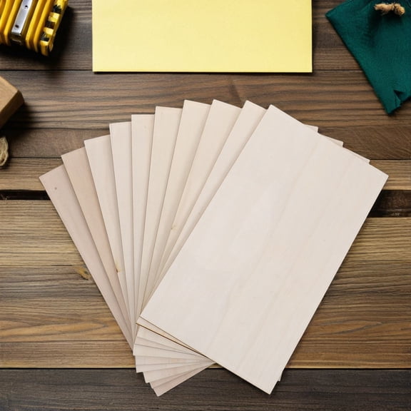 Luxshiny 10Pcs Poplar Plywood Craft Wood Sheets Stable Flat Boards for Painting and Woodworking