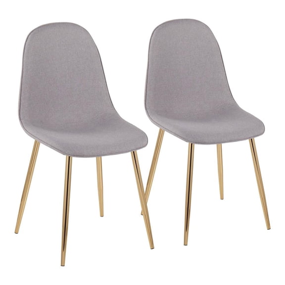 LumiSource Gold Steel, Light Grey Fabric Pebble Chair - Set of 2