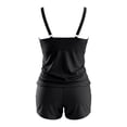 thumbnail image 5 of FASHOFT Plus Size Swimsuit for Women Tummy Control 2 Piece Tankini Bathing Suit V Neck Tankini Top with Floral Shorts Beach Poor Swimwear Black 16W, 5 of 5