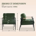 thumbnail image 3 of Accent Chair Living Room Chair Set of 2, Mid Century Modern Armchair Comfy Reading Chair for Bedroom, Upholstered Chenille Fabric Lounge Chair W/Plush Cushions, Metal Frame and Wooden Armrest,Green, 3 of 7