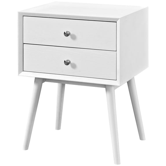 Nightstand Side End Table, Wood, White, Modern Contemporary Urban Design, Bedroom Master Guest Suite Living Room