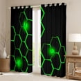 thumbnail image 2 of jejeloiu Modern Abstract Geometric Curtains Pack of 2 (42x84 Each),Neon Honeycomb Hexagon Curtains Blackout,Green Black Bedroom Curtains For Boys Kids,Microfiber Bedroom Decor, 2 of 6