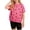 E105-Hot Pink, variant on Girls Sweet 2 Piece Set Fashion Floral Print Short Sleeve Crewneck Top Solid Shorts Set Summer Casual Loose Fit Outfit 1-8Y