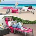 thumbnail image 4 of Goplus 2 Pcs Chaise Longue Pliante d'Extérieur à 5 Positions avec Repose-Pieds Réglable Rose Foncé, 4 of 8