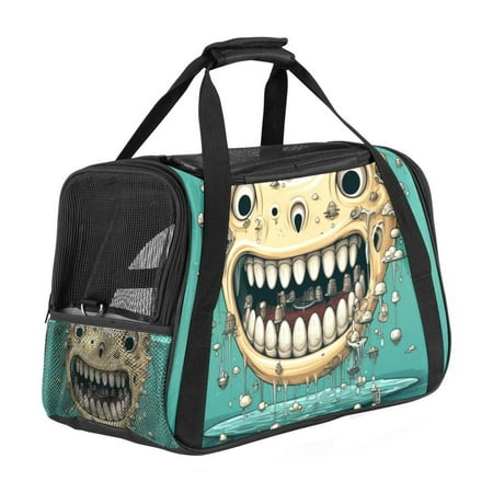 Tiny Teeth Luxury Cat Carrier Bag - Sherpa Lined Pet Travel Tote  900D Oxford Cloth Fabric  Breathable Nylon Webbing - Portable Cat Accessories