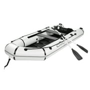Campingsurvivals 10ft Portable Inflatable Assault Boat,Fishing Boat Kit, Max Load 600 lbs, Gray/White/Black