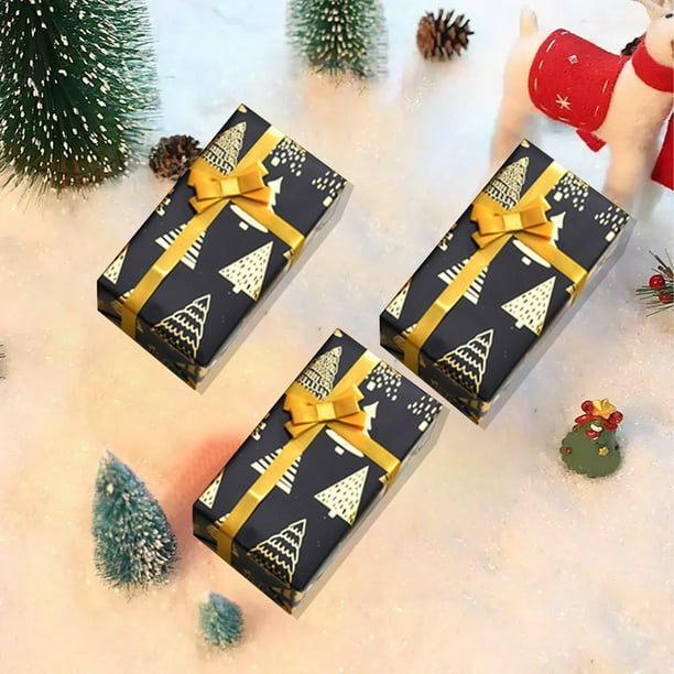 10 Piezas de Papel para Envolver Regalos de Navidad, Papel Kraft Grueso para Envolver Regalos de Navidad, Papel para Envolver Regalos con Forma de Árbol de Navidad y Ciervo.