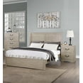 thumbnail image 2 of Light Tan Hue Finish Chic Design 3pc Queen Size Bed Set Bedroom Furniture 2x Nightstands Wooden Headboard Footboard, 2 of 5