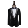 thumbnail image 1 of Traje negro para hombre, cantante, presentador de espectáculos en escena, vestido de prueba de arte, chaqueta de traje de moda de corte entallado, 1 of 5