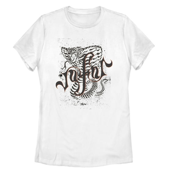 Women's Aladdin Jafar Cobra Scrawl  Graphic Tee White 2X Large