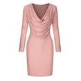 thumbnail image 3 of UPPADA Womens Ruched Cocktail Party Dress Long Sleeve Midi Dress V Neck Cute Bodycon Dress Plus Size Cocktail Wedding Gown A-Line Dress with Belt Wedding Guest Dresses, 3 of 5