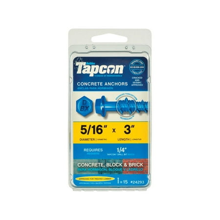 

24293 Concrete Anchors Hex Washer Head Steel 5/16 x 3-In. 15-Pk. - Quantity 1