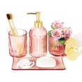 thumbnail image 1 of Set de accesorios de baño Kukikan Designer Pink Glass, 4 piezas, 1 of 8