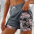thumbnail image 2 of KPOPLK Women's Sweat Shorts with Pockets 2 in 1 Liner Drawstring Shorts Summer Workout Casual Lounge Shorts Size XL,Dark Gray, 2 of 9
