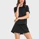 thumbnail image 3 of Camisa deportiva para mujer, cuello redondo, manga corta, tiras reflectantes de secado rápido, camisa de entrenamiento para correr, negro 12, 3 of 6