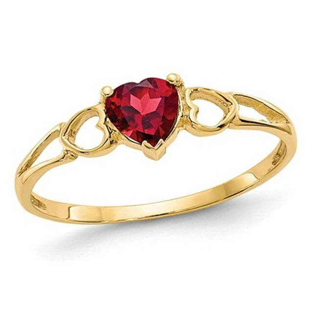 10K Yellow Gold Natural Red Garnet Heart Promise Ring 1/2 Carat (ctw)