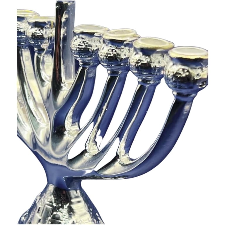 Silver Menorah with Jerusalem Scenes Base photo 4