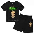 thumbnail image 4 of Conjunto de camiseta y camisa de Groot con dibujos animados para niños, camiseta de secado rápido, bonita, para niñas y niños de 3 a 14 años, 4 of 5