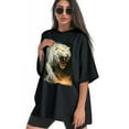 thumbnail image 3 of Plus Size Shirt for Women Black Tops for Women Short Sleeves Shirt for Women Tiger 9 T Shirt Crewneck Shirt for Women 2XL, 3 of 5