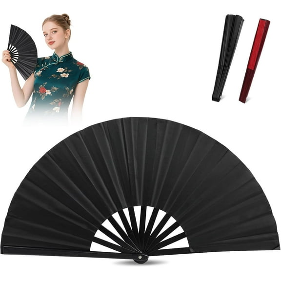 Boots On The Ground Hand Fan,Fans for Line Dancing,Folding Hand Rave Fan,Boots on The Ground Fans Largefold Fans,Decorative Folding Fans for Performance,Dance,Wedding,Party (Black)