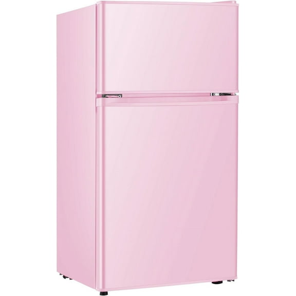 HUMSURE Mini Fridge With Freezer,3.2 Cu.Ft Compact Refrigerator,Mini Refrigerator With 2 Doors For Bedroom,Office,Kitchen,Apartment,Dorm - Pink
