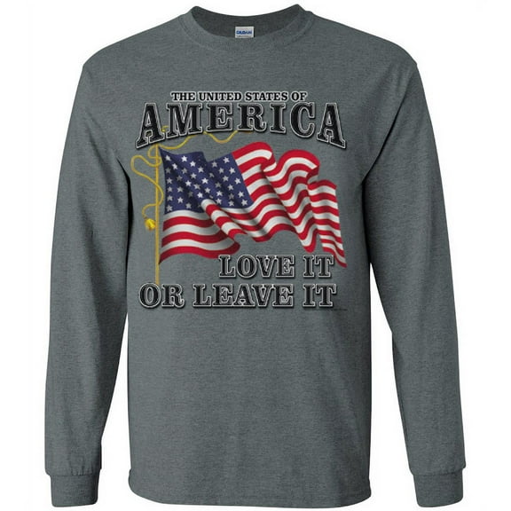 USA Love it or Leave it T-shirt Men's Long Sleeve Tee Gray