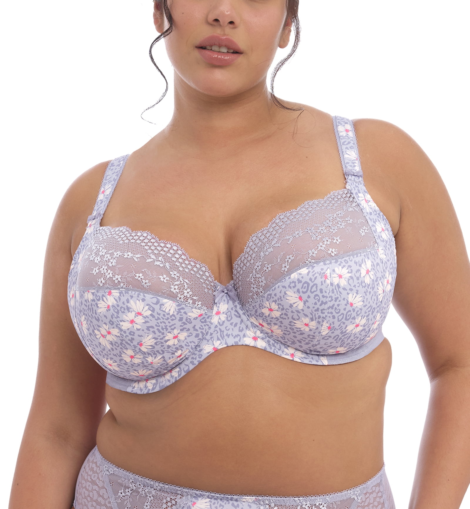 Elomi Lucie Banded Stretch Lace Plunge Underwire Bra (4490),36H,Aleutian