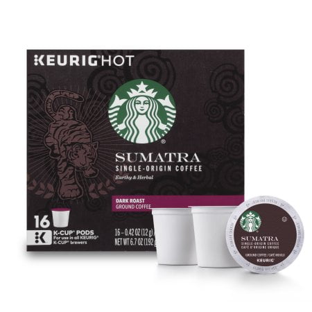 Roost Single ((4 Pack) Starbucks Sumatra Dark Roast Single Cup Coffee for Keurig Brewers, 1 Box of 16 (16 Total K-Cup)